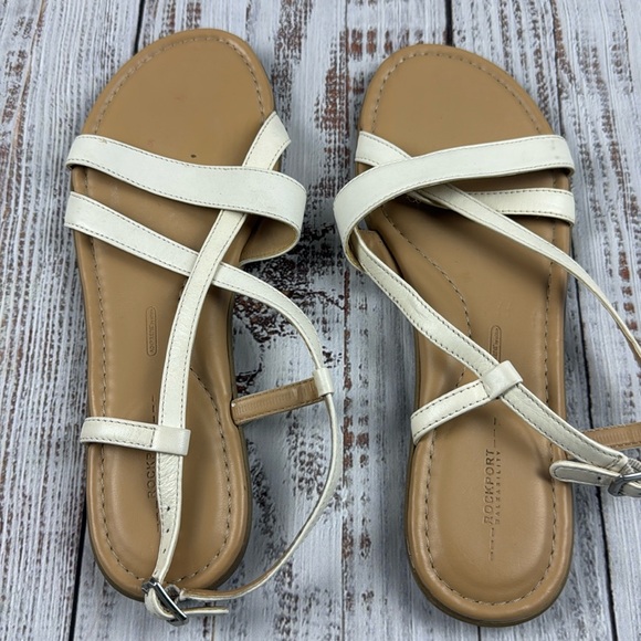 Rockport Shoes - Rockport white & tan sandals size 8 1/2